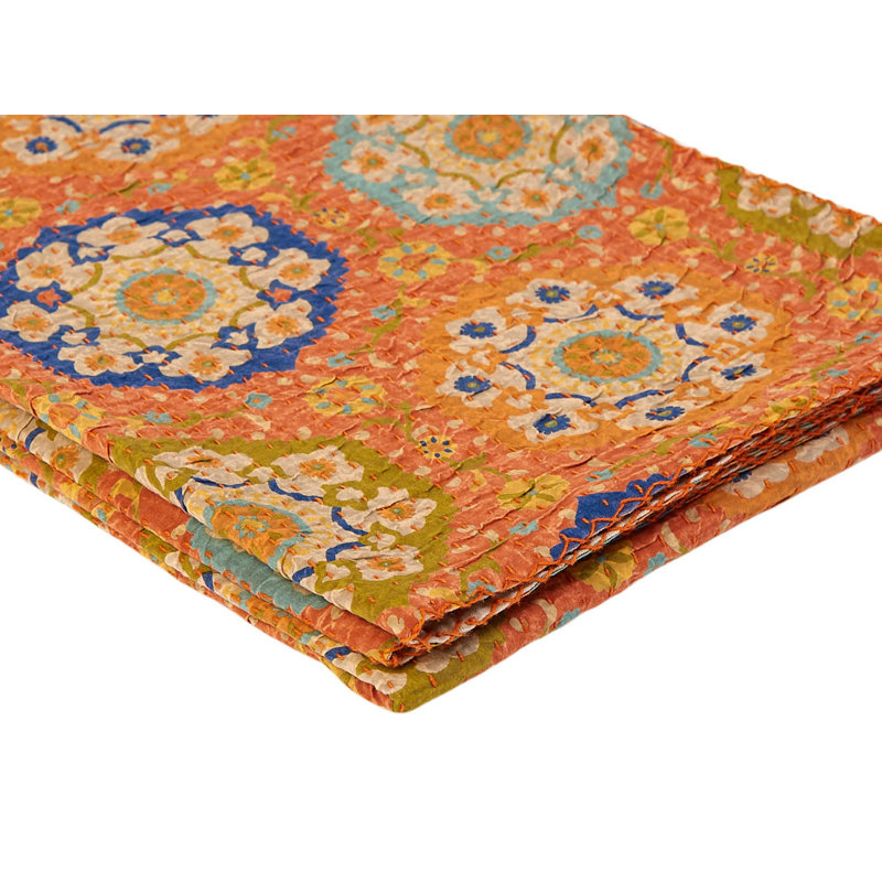 Kantha Quilted Throw Blanket