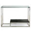 Odilia Console rectangulaire en verre noir et chrome avec tablette en verre ondulé