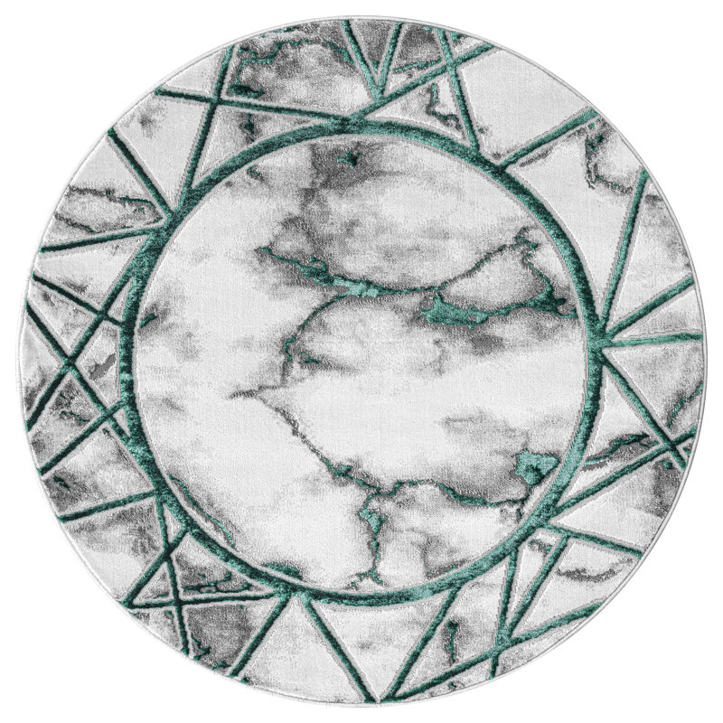 Keins Emerald Modern Abstract Geometric Area Rug – Soft Washable Polypropylene Carpet for Living Room, Bedroom & Hallway – Stain Resistant & Durable Home Floor Mat