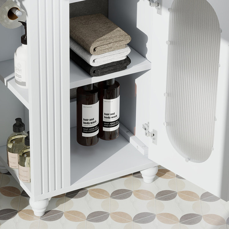 Meuble-lavabo simple avec comptoir en céramique, Blanc