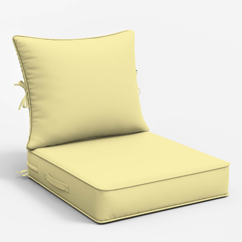 Ensemble de coussins de siège d'extérieur Wynee, 19" W x 19" D, 4", Jaune clair