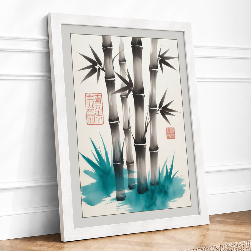 Bamboo in Mist Japandi - Framed Print, A2 - 59.4 x 42.0 cm, White