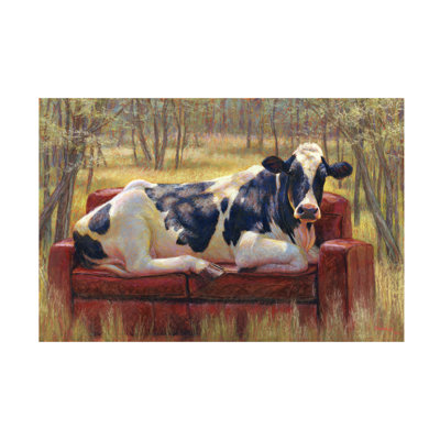 Art mural sur toile tendue - "Diva Bovina" par Rita Kirkman pour le salon, la chambre à coucher ou le bureau - 22 x 32