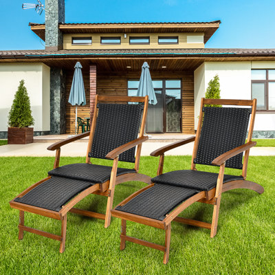 Chaise longue simple en acacia Artie