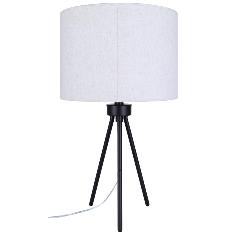 Lampe de table 1 lumière Marcele avec finition noir mat et abat-jour crème naturel