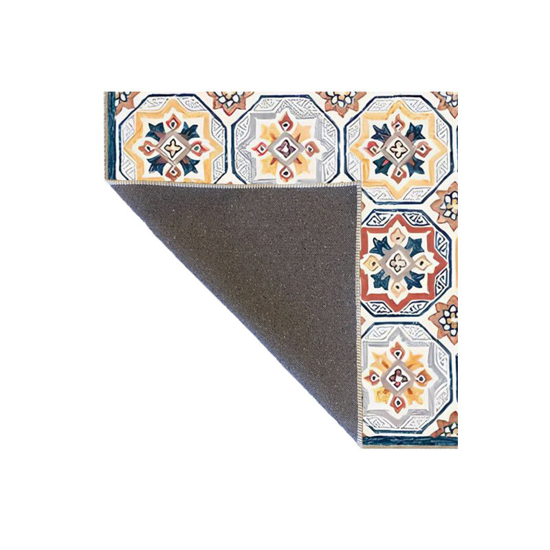 Tapis tissé géométrique lavable à la machine, Sous-tapis rectangulaire 2 pi 6 po x 4 pi 11 po