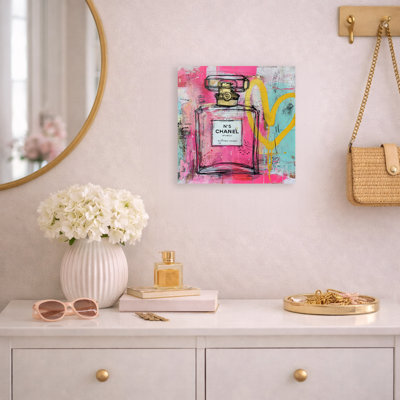 Impression sur toile Floral Chic No.5 - Pink Perfume Pop Art