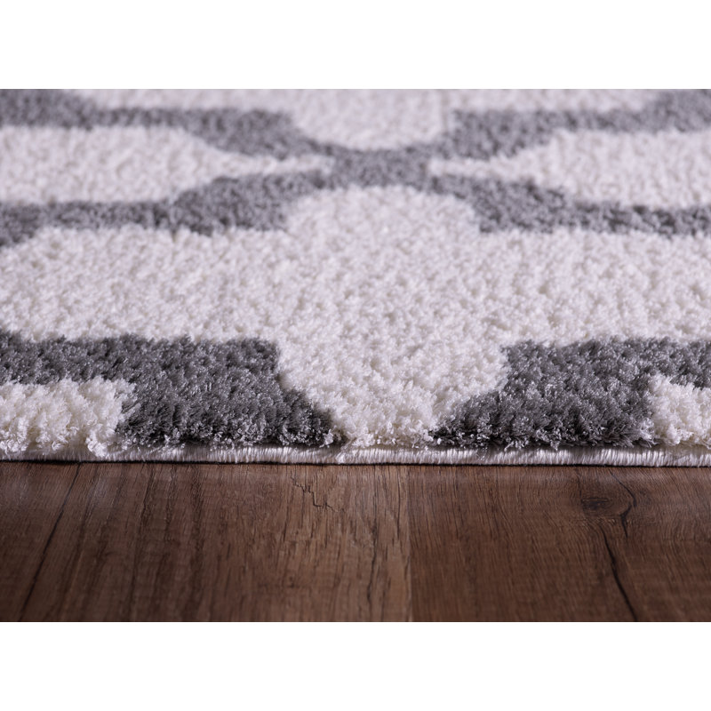 Tapis blanc/argenté Kempf, Rectangle 5 pi 3 po x 7 pi 7 po