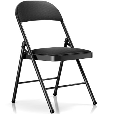 Fabric Padded Folding Chair With Cushioned Seat And Ergonomic Backrest - Heavy Duty Steel Frame, 330 Lbs Capacity