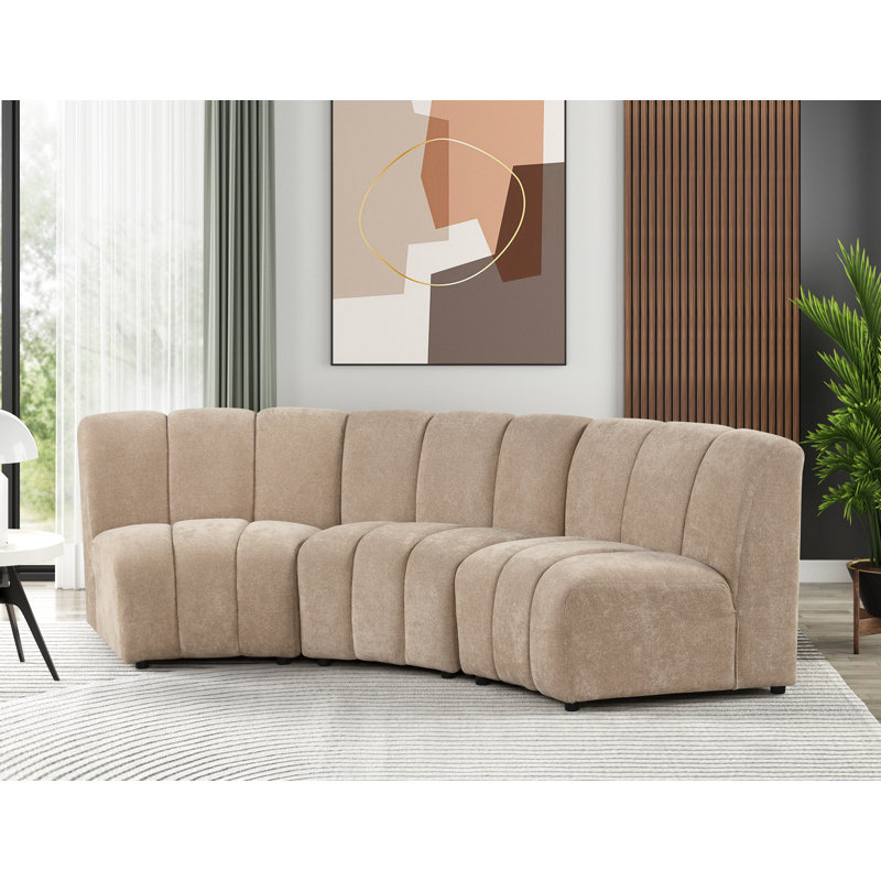 Fauteuil modulaire sans accoudoirs 3 pièces Myriad Channel, Polyester brun clair