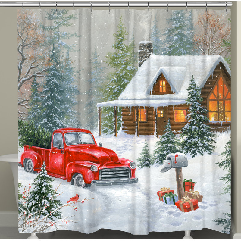 Rideau de douche Cantura A Cabin Christmas