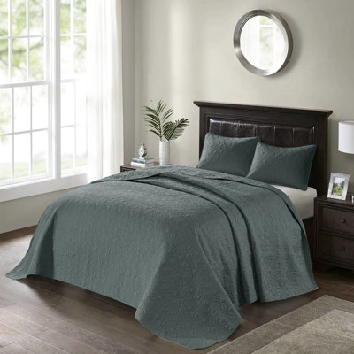 Courtepointe réversible 3 pièces pour lit double / grand lit - literie estivale, élégance matelassée, rembourrage en coton prélavé pour plus de confort, comprend 2 taies décoratives assorties, charme lavable à la machine, grandeur,