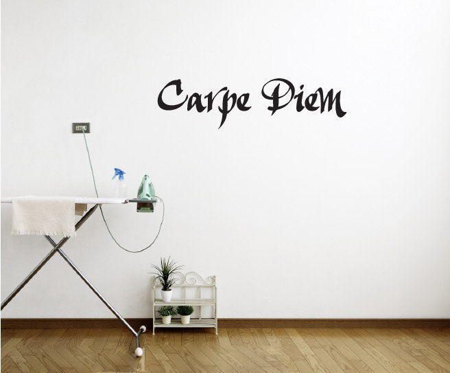 Décalcomanie murale indemnités journalières carpe diem, H 9,5 po x l 36 po x P 0,01 po, Noir