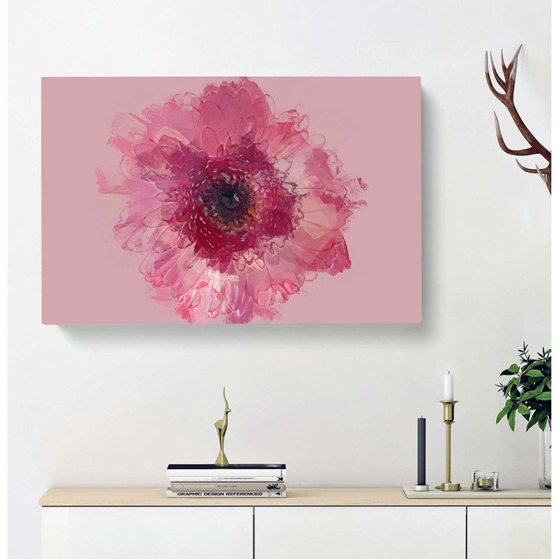 Layers Of A Pink Gerbera In Abstract - Wrapped Canvas, 50cm H x 76cm W x 3cm D