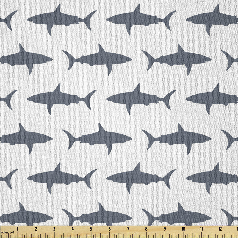 Daizha Sharks Swimming Horizontal Silhouettes Powerful Dangerous Wild Life Fabric