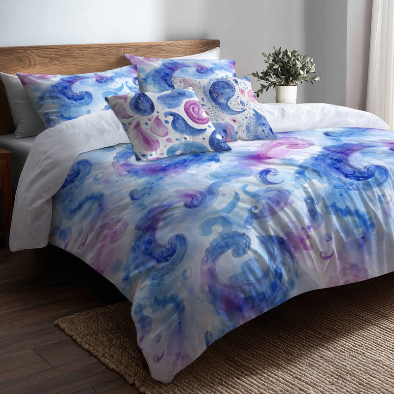 Ensemble de housse de couette et de coussin Boho, Housse de couette pour lit simple + 4 pièces supp