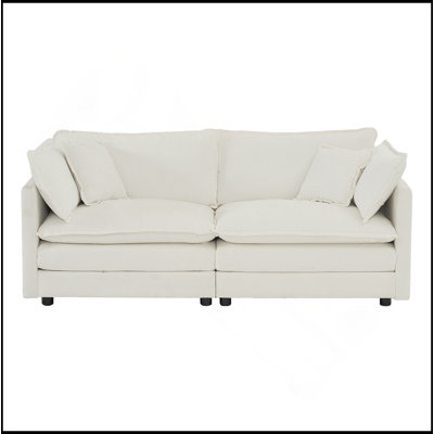 Canapé pour causeuse moderne en tissu de grande taille à 2 places avec 4 coussins, chenille