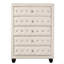 Commode capitonnée de style moderne avec 5 tiroirs et revêtement en velours