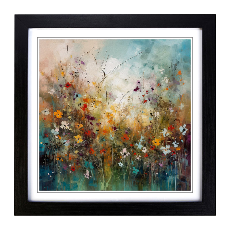 Meadow Abstract Art No.3 - Framed Print, Black