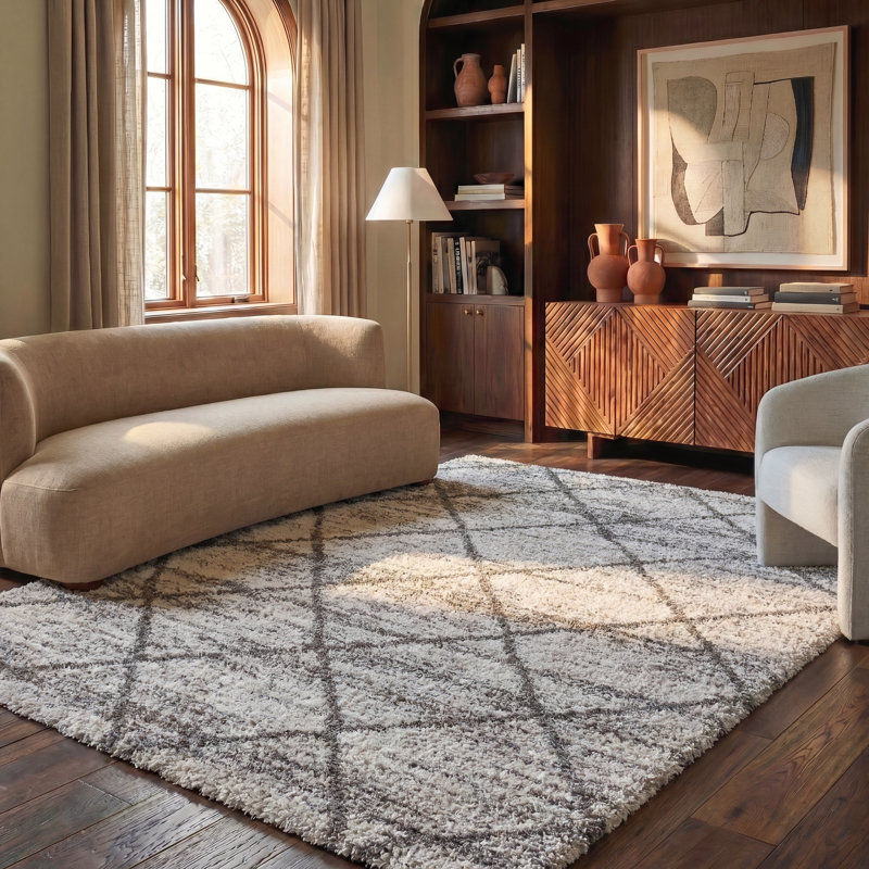 Cotswald Performance Geometric Rug, Rectangle 9' x 12', Beige/Gray