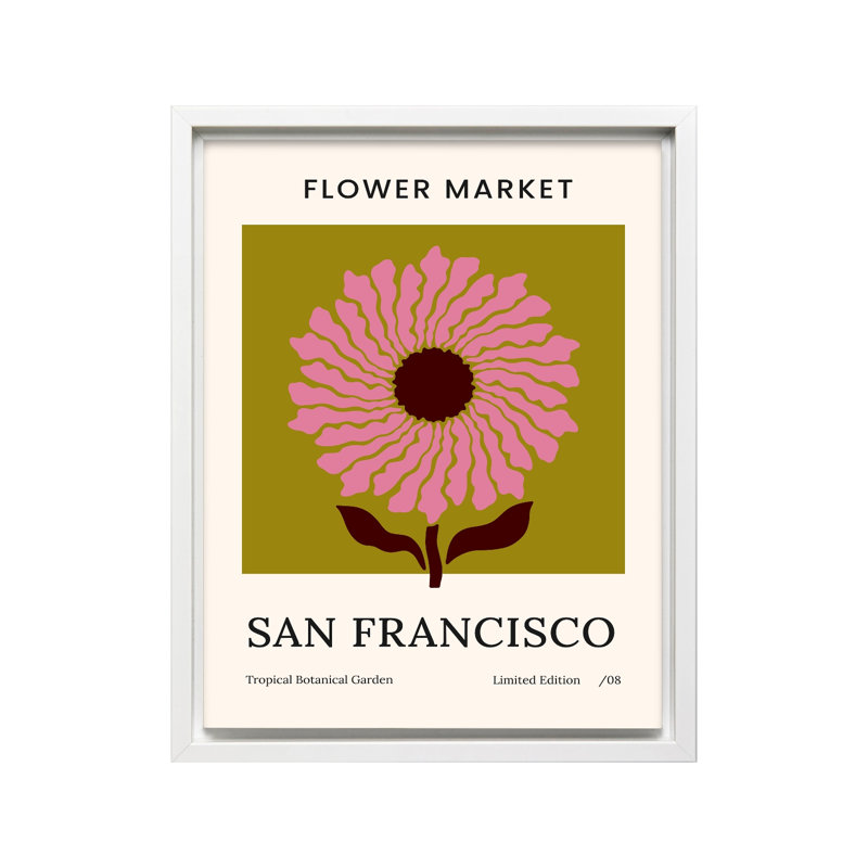 Marché aux fleurs de San Francisco, 18"H x 24"W, Canvas, White Framed