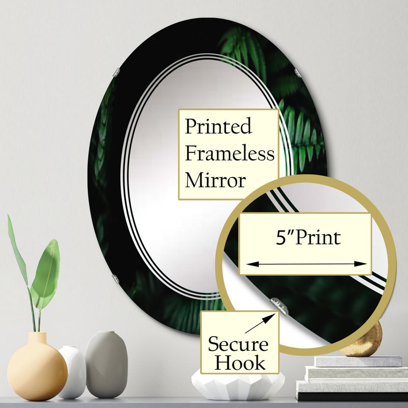 Miroir mural tropical tropical vert feuille d'été avec lumière du soleil, 30 po x 20 po