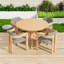 Ensemble de salle à manger 5 pièces pour l'extérieur en bois d'acacia avec table ronde et 4 chaises demi-tonneau-129200628-129200627