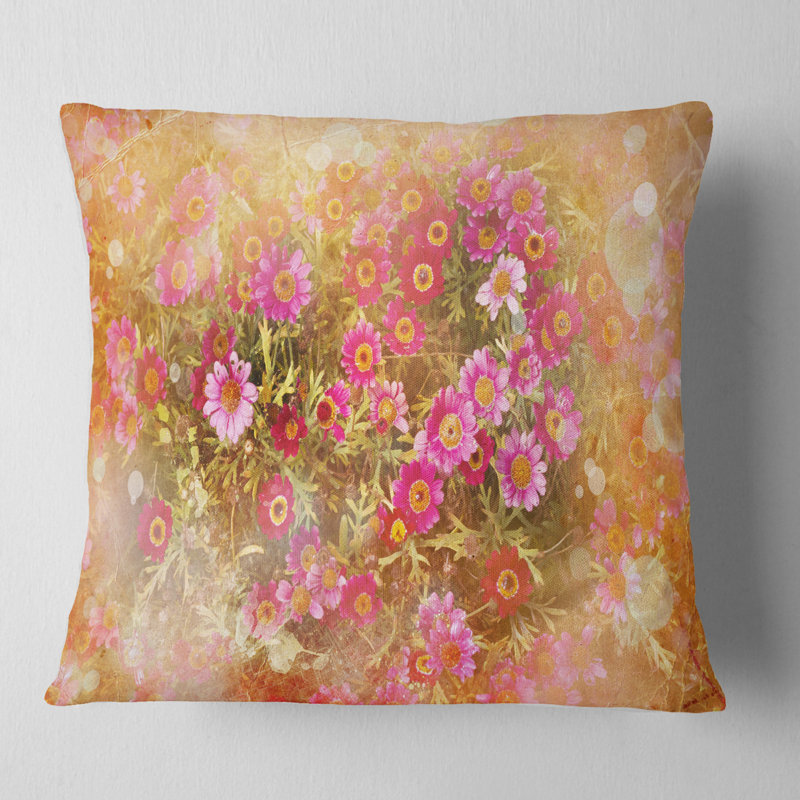 Arrière-plan floral avec coussins de petites fleurs, 16 po x 1 po, Coussin décoratif