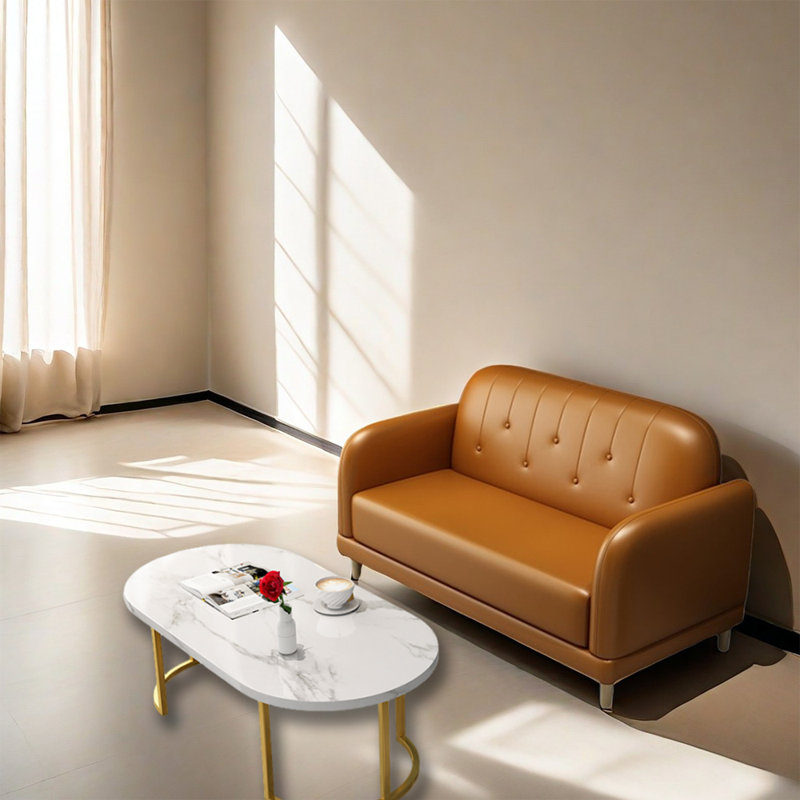 Banc rembourré en similicuir Cafe, Brun
