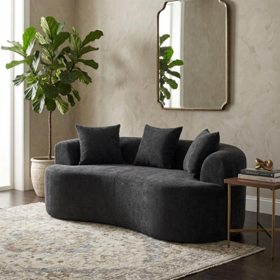 Causeuse incurvée Boneless de 67 po pour les petits espaces, canapés courbés pour le salon, canapé à compression dans une boîte avec 3 coussins, petit canapé pour chambre à coucher avec accoudoirs larges et mousse mémoire, aucun assemblage requis