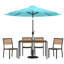 Table carrée en acier avec 4 chaises empilables en teck Agit-1908681004-1908681006