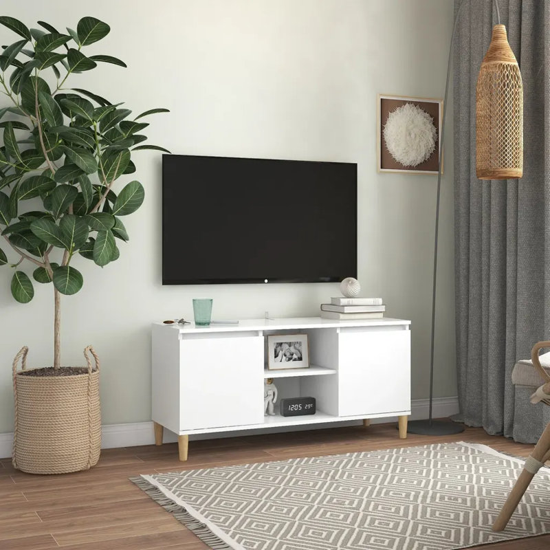 Kaj Unfinished TV Stand for TVs up to 43", White/Oak