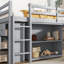 Lit mezzanine simple protégé avec armoires et bureau, gris-1179641392
