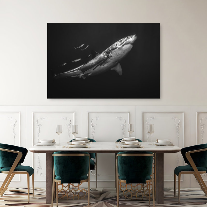 Grand requin blanc, prédateur contemporain, affiche murale représentant la nature et l'océan, 40" H x 60" W