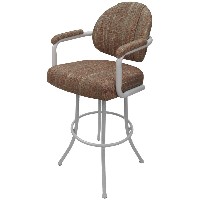 Tabouret de bar rotatif 30 po Vinuki, Mélange de polyester gris foncé, Blanc, Tabouret de bar (siège d’une hauteur de 30 po)