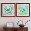 Oiseau Chanteur I - ensemble de 2 peintures sur toile encadrées-740585376-740585378