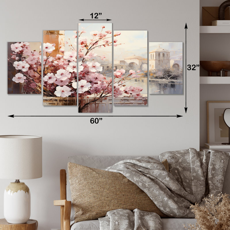 «Springtime Roman Empire Landscape I - Italy», ensemble d'art mural multi-panneaux