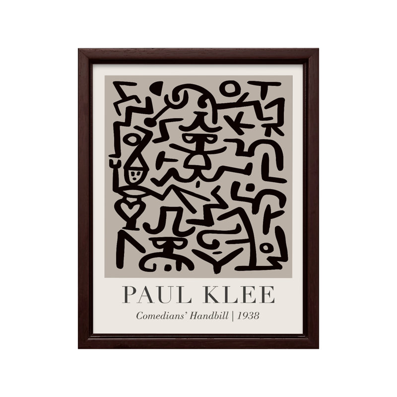 Paul Klee - Handbill des comédiens, 16"H x 20"W, Canvas, Brown Framed
