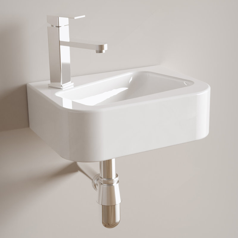 Lavabo de salle de bain mural, vasque rectangulaire pour petite salle de bain