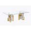 Table basse d'appoint rectangulaire en acier inoxydable pour le salon - table de centre élégante et moderne de 48 po avec verre trempé transparent (y compris la table basse, sans les chaises)
