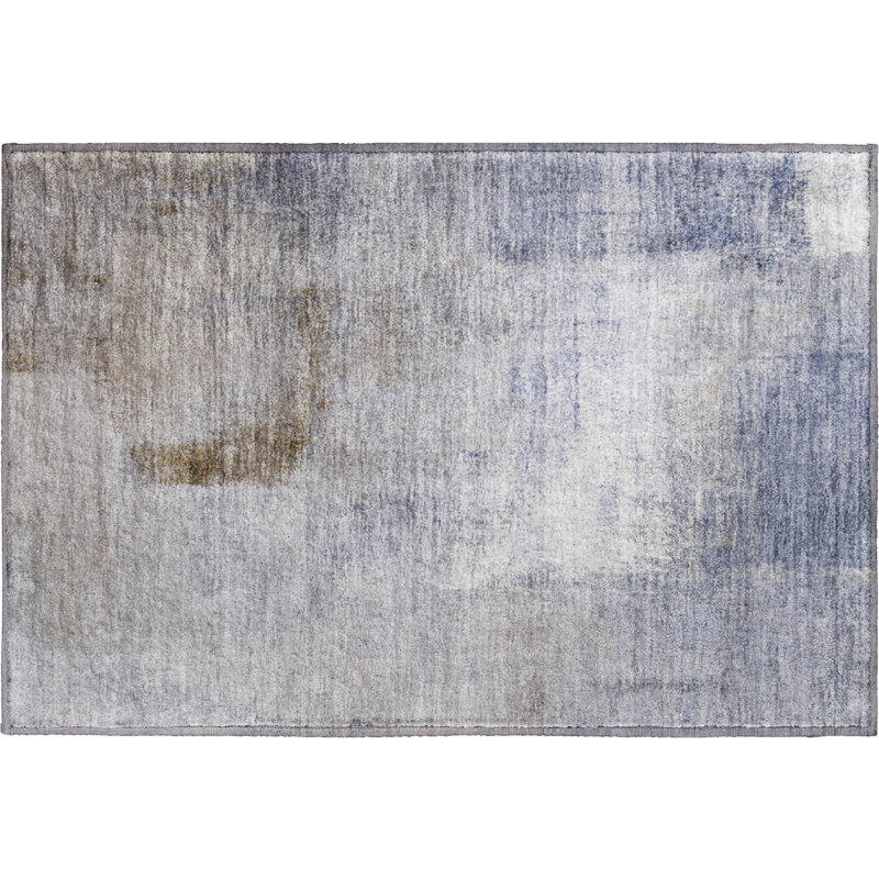 Premium Machine Washable Prisco Blue Rug, Rectangle 1'8" x 2'6"