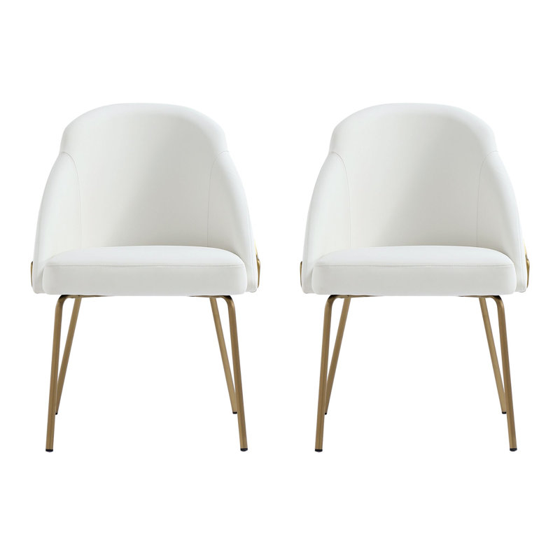 Fakenham Leatherette Dining Chair with Steel Legs, White, Gold, 4