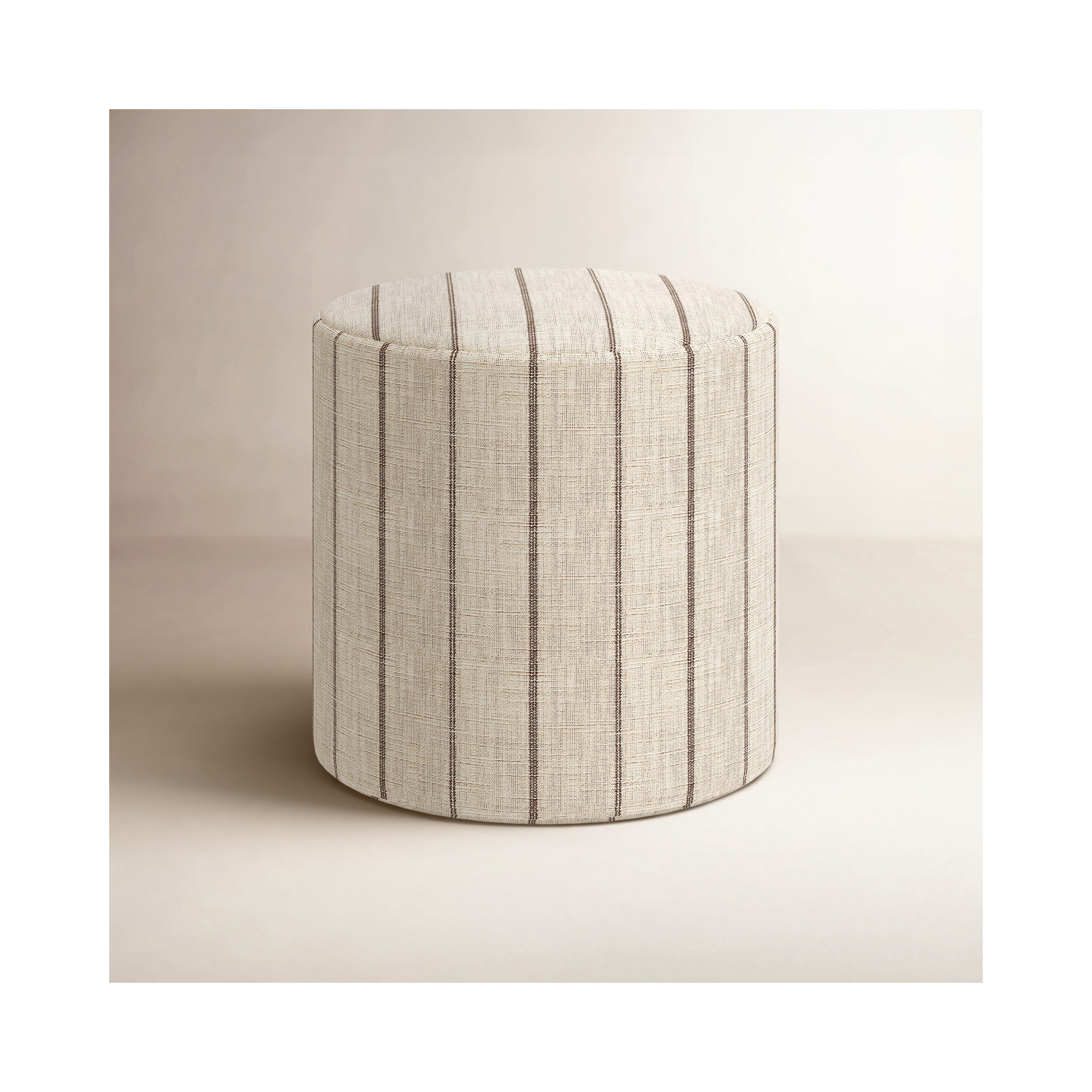 Epaulette Upholstered Ottoman, Fritz Charcoal Stripe