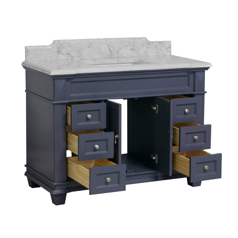 Ensemble de meuble-lavabo simple 48 po Ensa, Marbre de Carrare, Gris marine