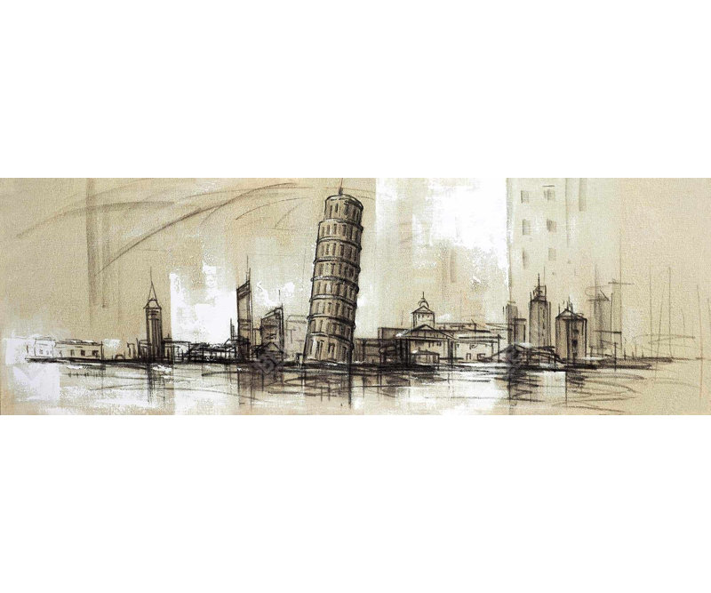 Pise Tower Sketch - Industrial Canvas for Home Decor