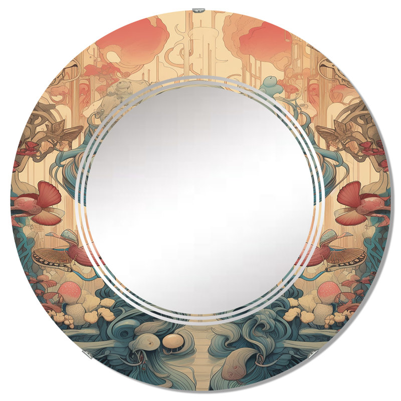 Organza - Miroir mural moderne rond, 32 po x 32 po