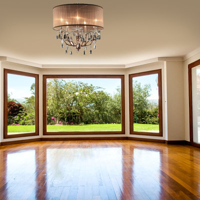 Lustre tambour unique avec accents de cristal Metz