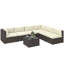 Ensemble de canapé modulaire d'extérieur 7 pièces, ensemble de conversation en rotin toutes saisons pour cour, piscine et jardin