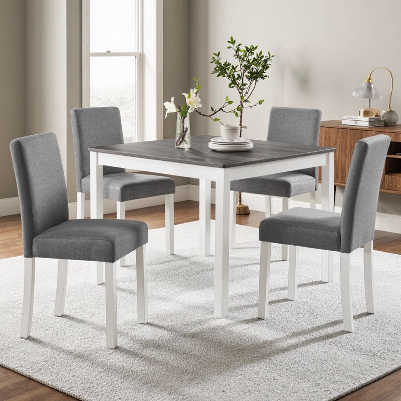 Ensemble de table de salle à manger 5 pièces avec 4 chaises rembourrées | Ensemble de salle à manger carré en bois pour cuisine, salle à manger ou appartement