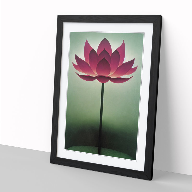 Lotus Flower - Single Picture Frame Print, Black, 46cm H x 34cm W x 2cm D